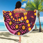 Brisbane Broncos Beach Blanket Aboriginal Pattern with Graffiti Style Design