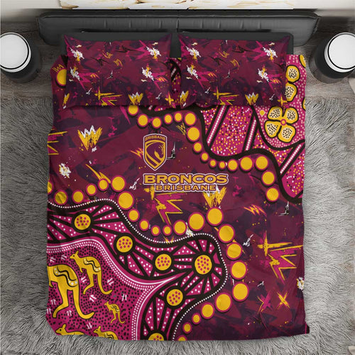 Brisbane Broncos Bedding Set Aboriginal Pattern with Graffiti Style Design