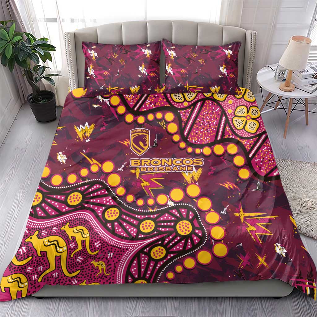 Brisbane Broncos Bedding Set Aboriginal Pattern with Graffiti Style Design