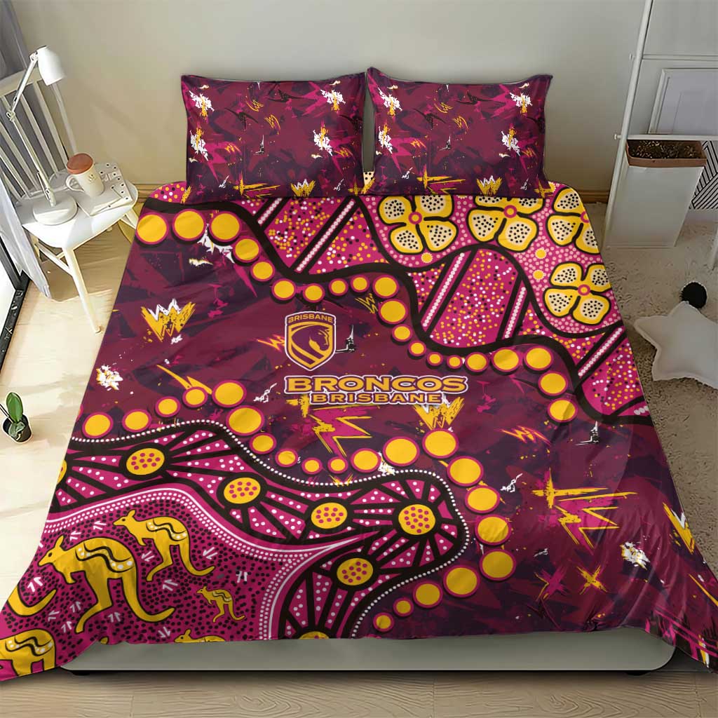 Brisbane Broncos Bedding Set Aboriginal Pattern with Graffiti Style Design