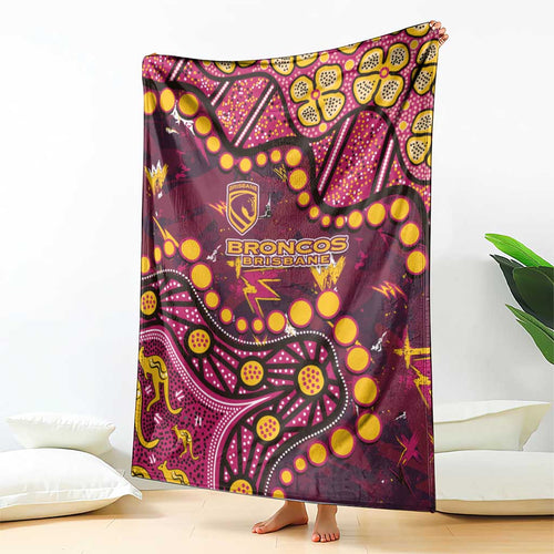 Brisbane Broncos Blanket Aboriginal Pattern with Graffiti Style Design