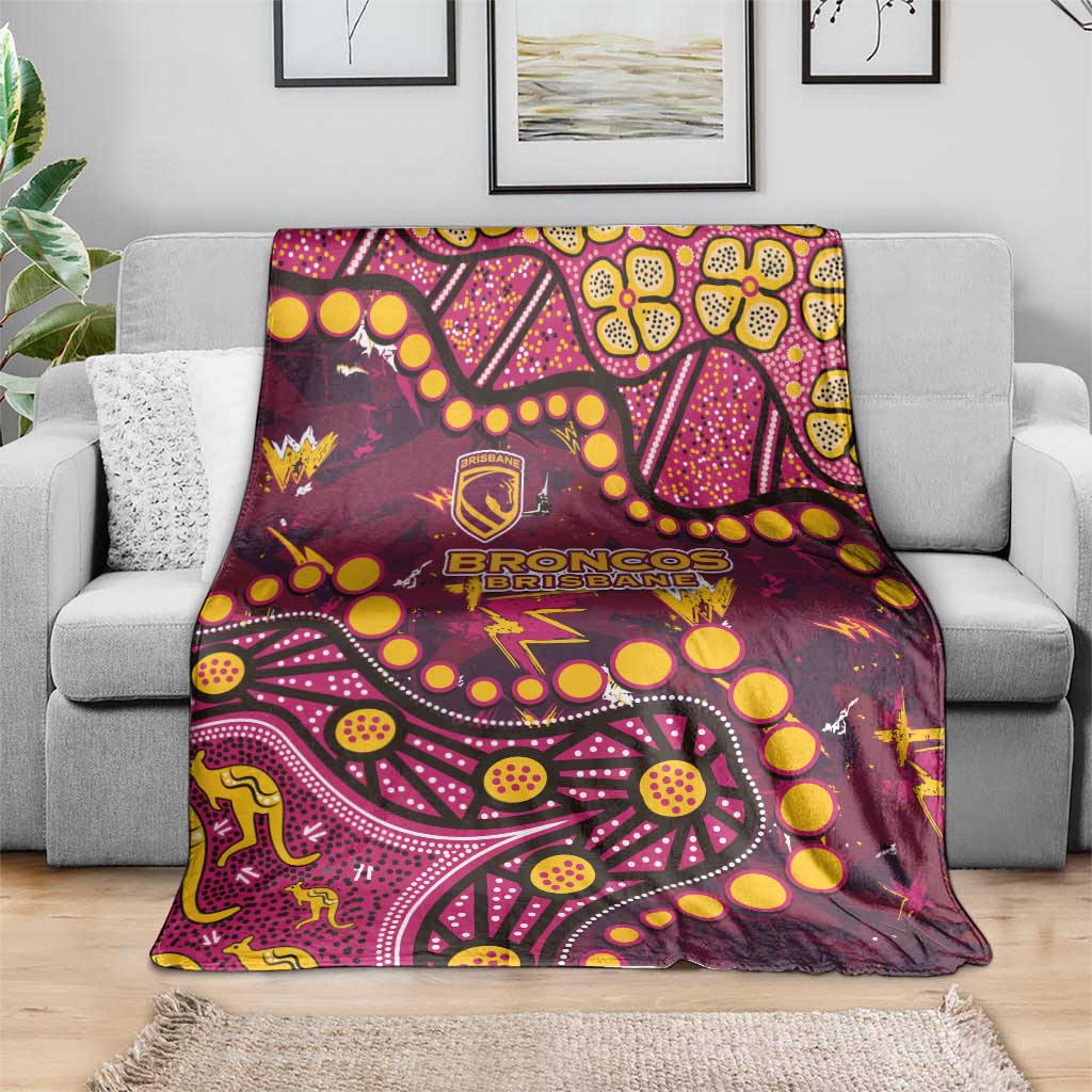 Brisbane Broncos Blanket Aboriginal Pattern with Graffiti Style Design