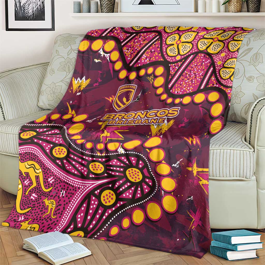 Brisbane Broncos Blanket Aboriginal Pattern with Graffiti Style Design
