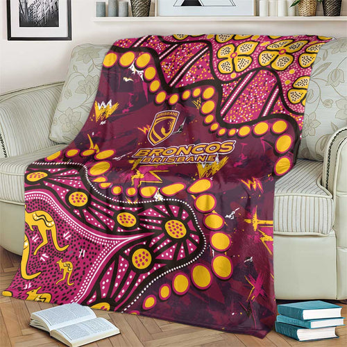Brisbane Broncos Blanket Aboriginal Pattern with Graffiti Style Design