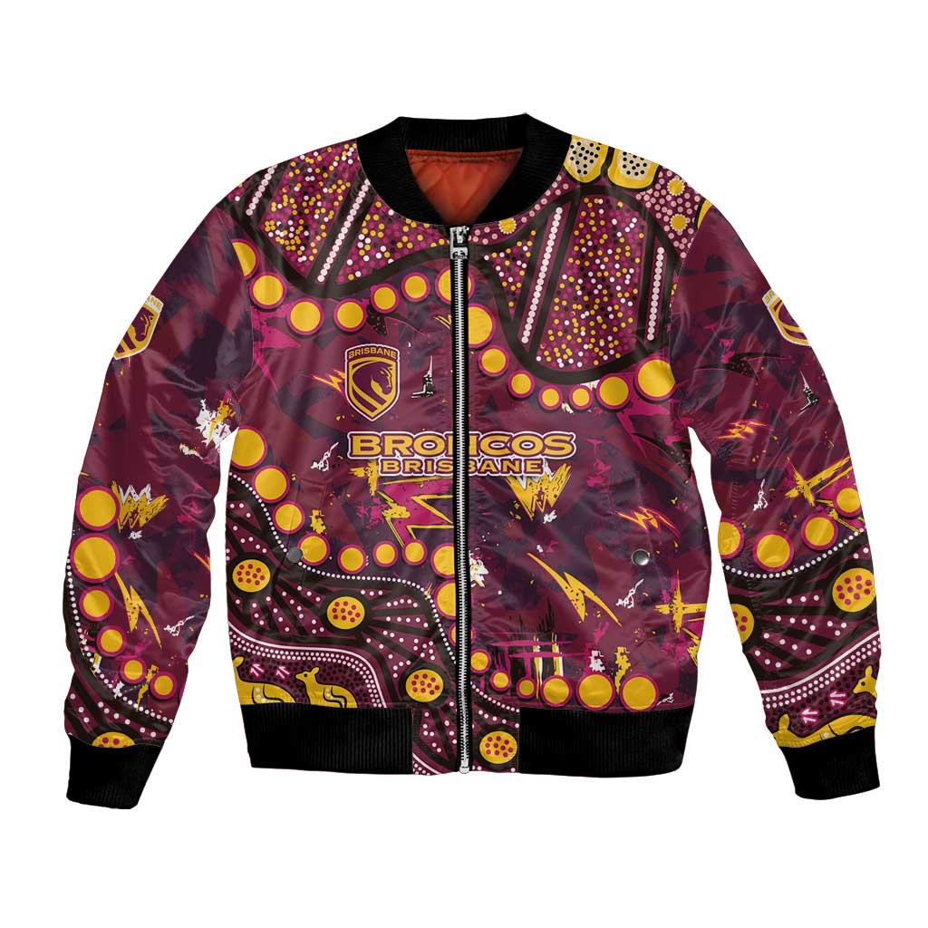 Brisbane Broncos Bomber Jacket Aboriginal Pattern with Graffiti Style Design