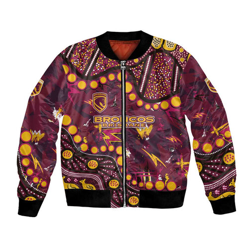 Brisbane Broncos Bomber Jacket Aboriginal Pattern with Graffiti Style Design