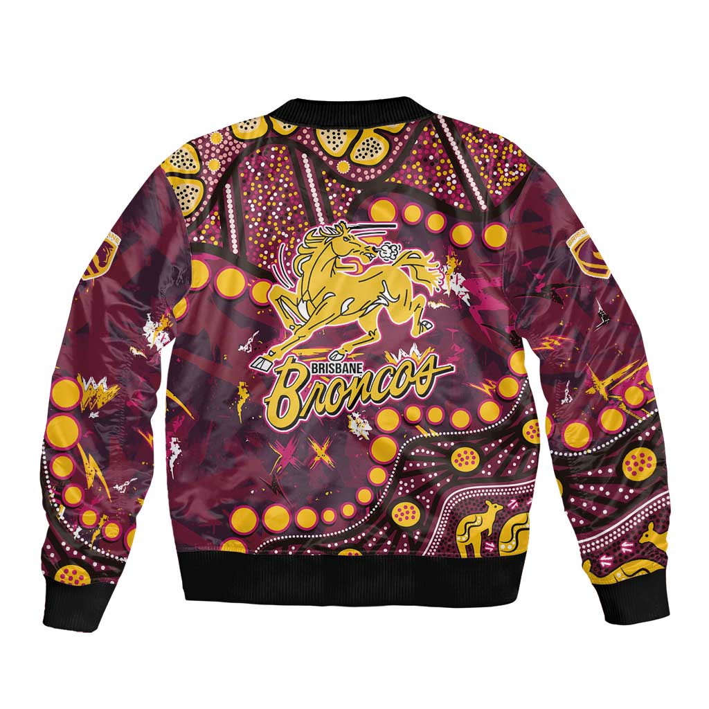 Brisbane Broncos Bomber Jacket Aboriginal Pattern with Graffiti Style Design