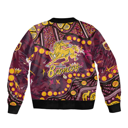 Brisbane Broncos Bomber Jacket Aboriginal Pattern with Graffiti Style Design