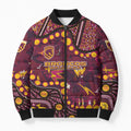 Brisbane Broncos Bomber Puffer Jacket Aboriginal Pattern with Graffiti Style Design