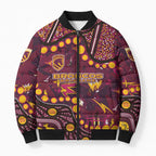 Brisbane Broncos Bomber Puffer Jacket Aboriginal Pattern with Graffiti Style Design