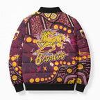 Brisbane Broncos Bomber Puffer Jacket Aboriginal Pattern with Graffiti Style Design