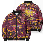 Brisbane Broncos Bomber Puffer Jacket Aboriginal Pattern with Graffiti Style Design