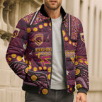 Brisbane Broncos Bomber Puffer Jacket Aboriginal Pattern with Graffiti Style Design
