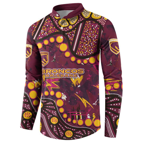 Brisbane Broncos Button Sweatshirt Aboriginal Pattern with Graffiti Style Design