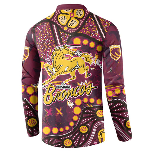 Brisbane Broncos Button Sweatshirt Aboriginal Pattern with Graffiti Style Design