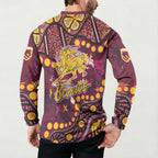 Brisbane Broncos Button Sweatshirt Aboriginal Pattern with Graffiti Style Design