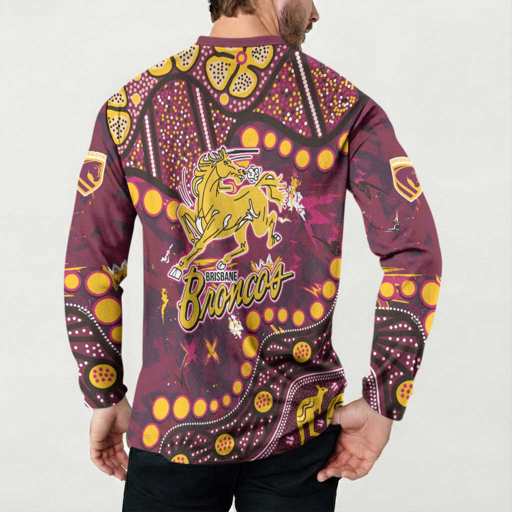 Brisbane Broncos Button Sweatshirt Aboriginal Pattern with Graffiti Style Design