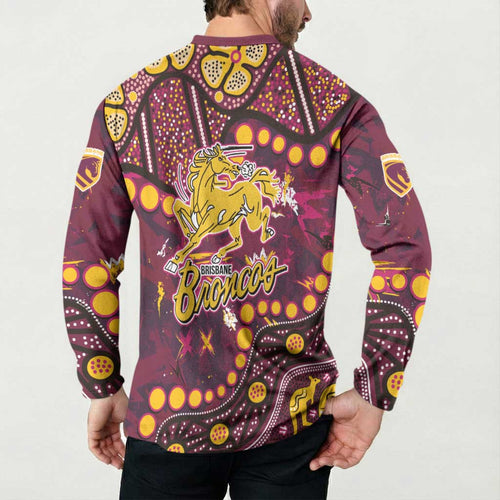 Brisbane Broncos Button Sweatshirt Aboriginal Pattern with Graffiti Style Design