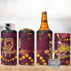 Brisbane Broncos 4 in 1 Can Cooler Tumbler Aboriginal Pattern with Graffiti Style Design