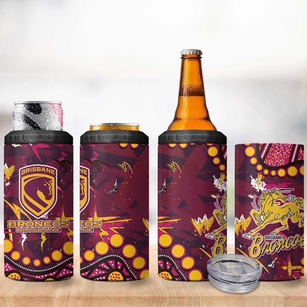 Brisbane Broncos 4 in 1 Can Cooler Tumbler Aboriginal Pattern with Graffiti Style Design