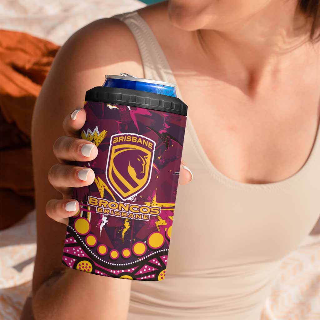 Brisbane Broncos 4 in 1 Can Cooler Tumbler Aboriginal Pattern with Graffiti Style Design