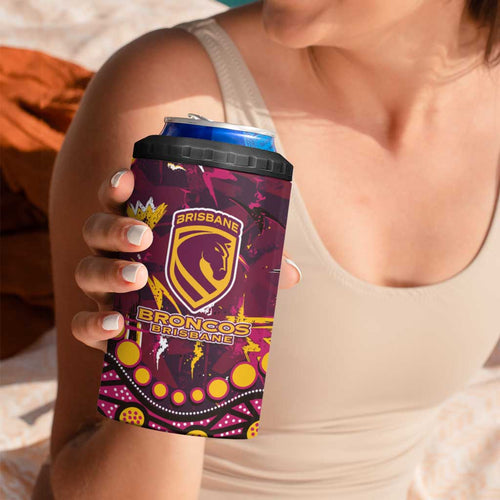 Brisbane Broncos 4 in 1 Can Cooler Tumbler Aboriginal Pattern with Graffiti Style Design