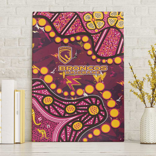 Brisbane Broncos Canvas Wall Art Aboriginal Pattern with Graffiti Style Design
