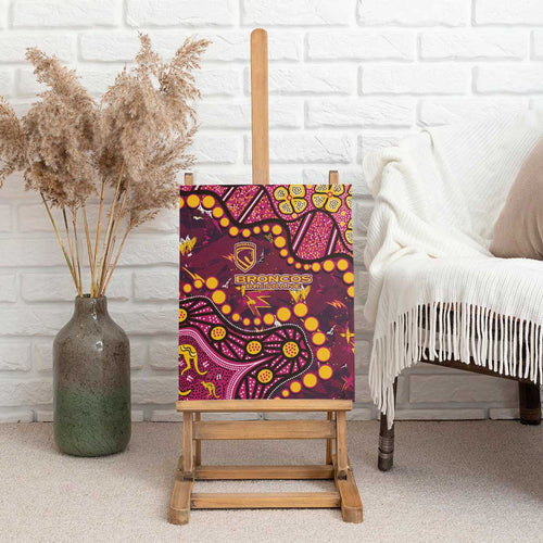Brisbane Broncos Canvas Wall Art Aboriginal Pattern with Graffiti Style Design