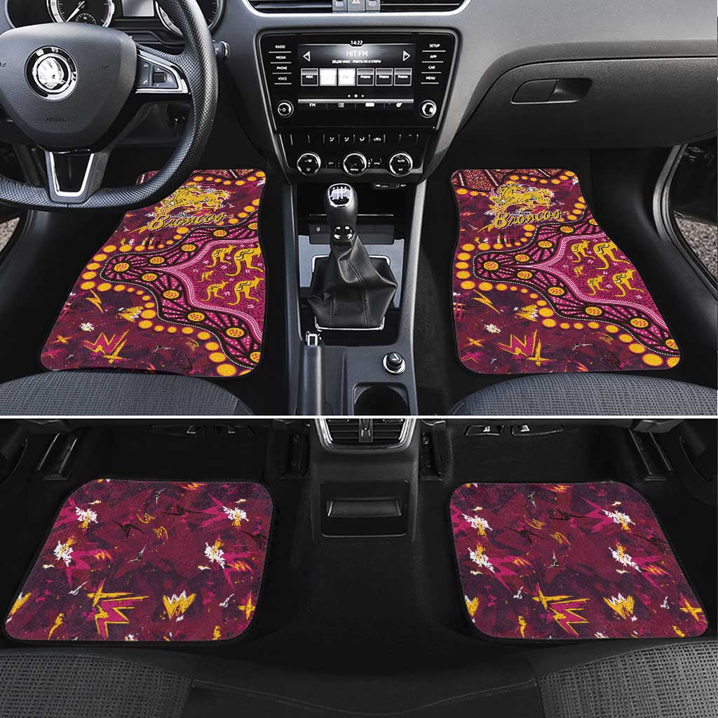 Brisbane Broncos Car Mats Aboriginal Pattern with Graffiti Style Design