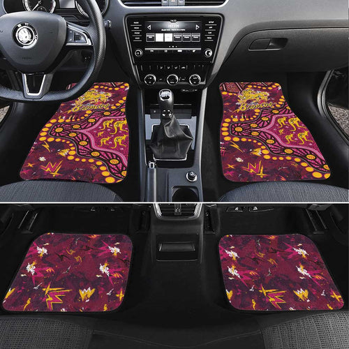Brisbane Broncos Car Mats Aboriginal Pattern with Graffiti Style Design