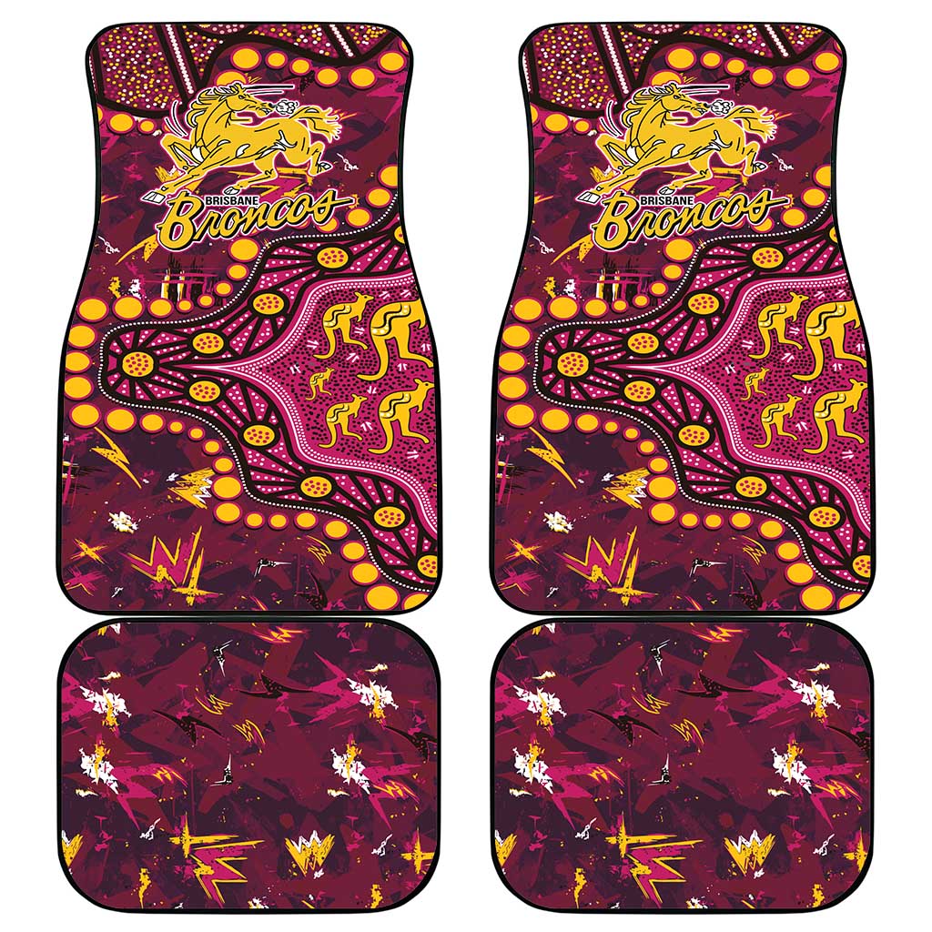 Brisbane Broncos Car Mats Aboriginal Pattern with Graffiti Style Design