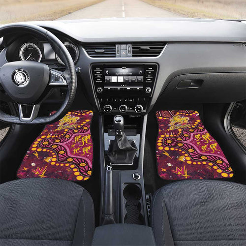 Brisbane Broncos Car Mats Aboriginal Pattern with Graffiti Style Design