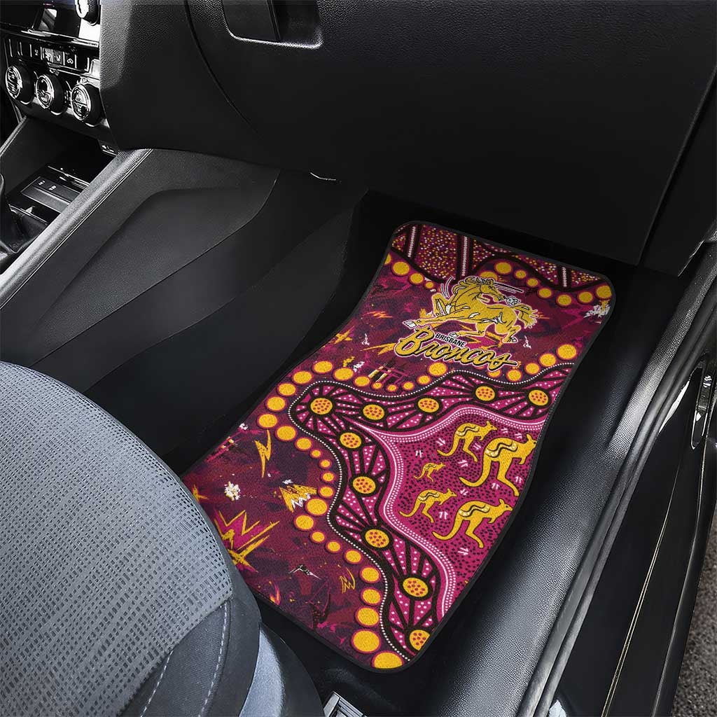 Brisbane Broncos Car Mats Aboriginal Pattern with Graffiti Style Design