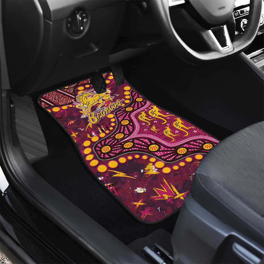 Brisbane Broncos Car Mats Aboriginal Pattern with Graffiti Style Design
