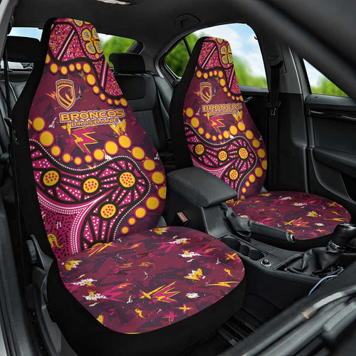 Brisbane Broncos Car Seat Cover Aboriginal Pattern with Graffiti Style Design