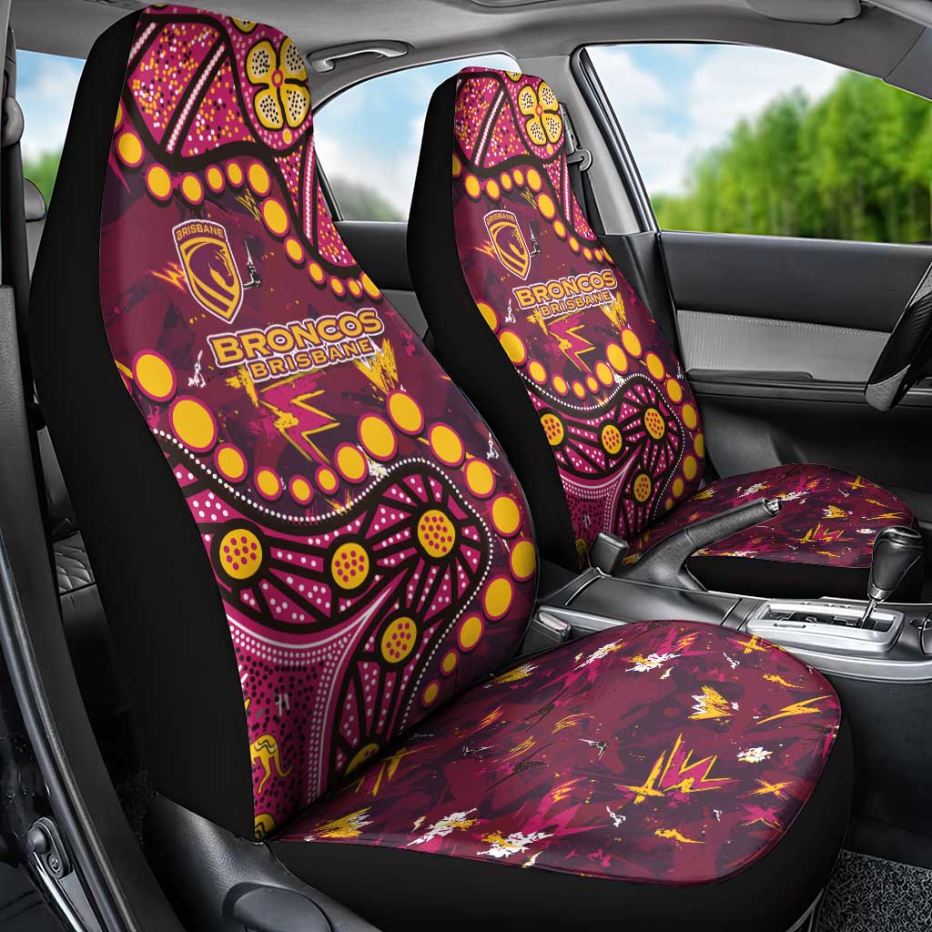 Brisbane Broncos Car Seat Cover Aboriginal Pattern with Graffiti Style Design