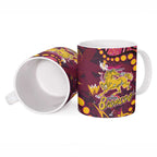 Brisbane Broncos Ceramic Mug Aboriginal Pattern with Graffiti Style Design
