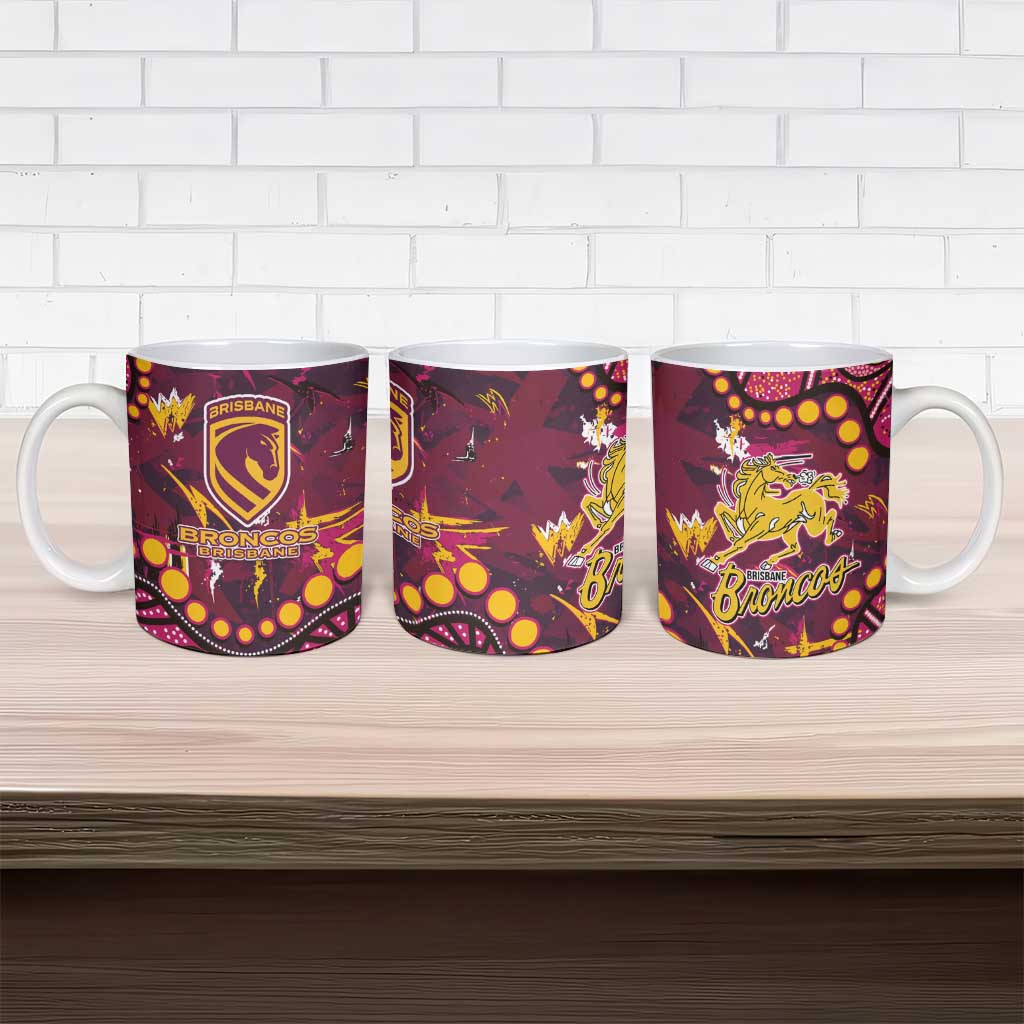 Brisbane Broncos Ceramic Mug Aboriginal Pattern with Graffiti Style Design