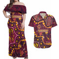 Brisbane Broncos Couples Matching Off Shoulder Maxi Dress and Hawaiian Shirt Aboriginal Pattern with Graffiti Style Design