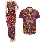 Brisbane Broncos Couples Matching Tank Maxi Dress and Hawaiian Shirt Aboriginal Pattern with Graffiti Style Design