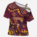 Brisbane Broncos Cross Shoulder Shirt Aboriginal Pattern with Graffiti Style Design