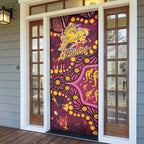 Brisbane Broncos Door Cover Aboriginal Pattern with Graffiti Style Design