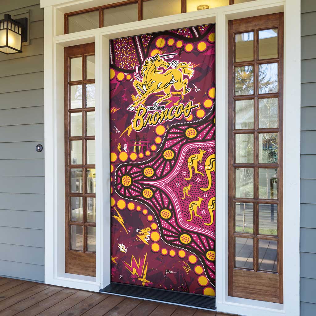 Brisbane Broncos Door Cover Aboriginal Pattern with Graffiti Style Design