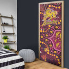 Brisbane Broncos Door Cover Aboriginal Pattern with Graffiti Style Design