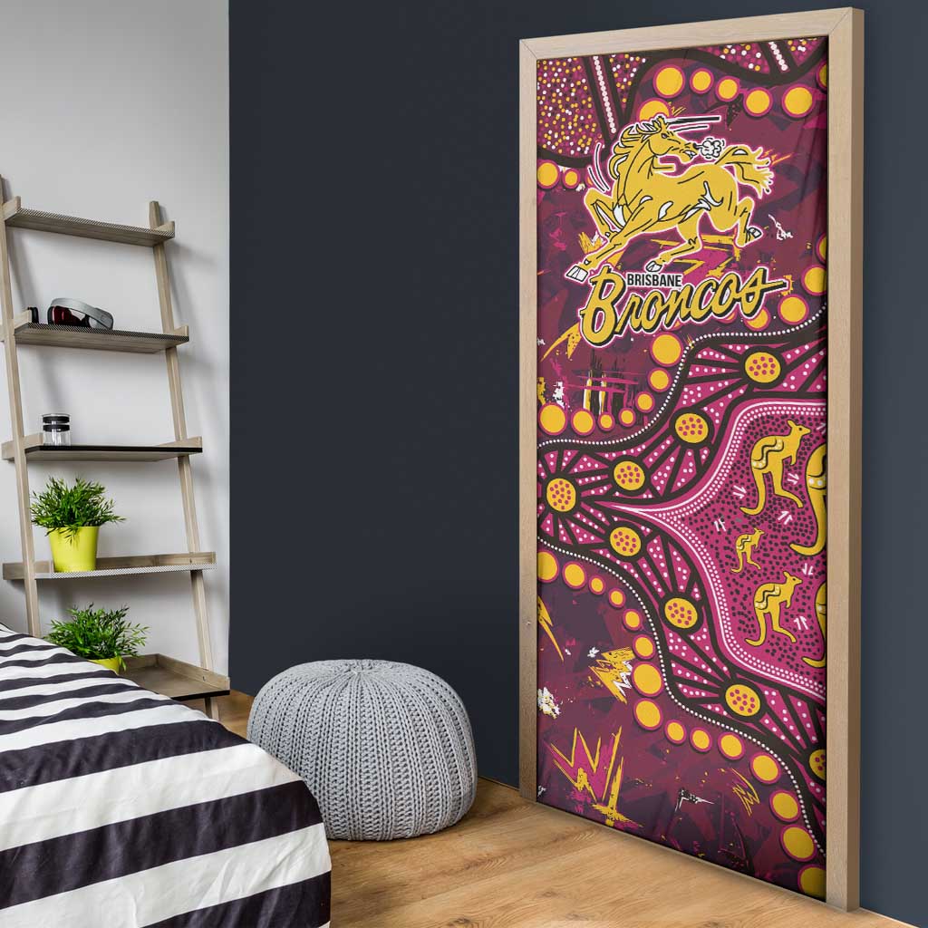 Brisbane Broncos Door Cover Aboriginal Pattern with Graffiti Style Design