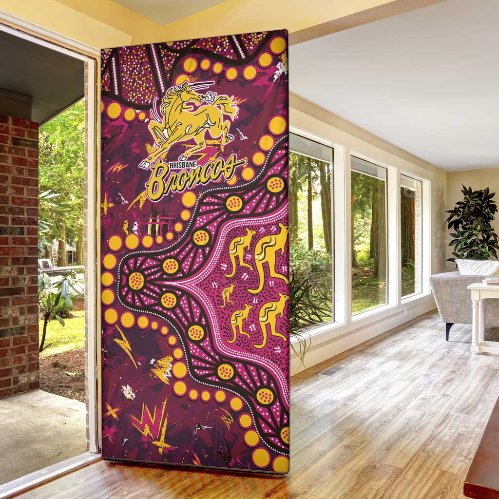 Brisbane Broncos Door Cover Aboriginal Pattern with Graffiti Style Design