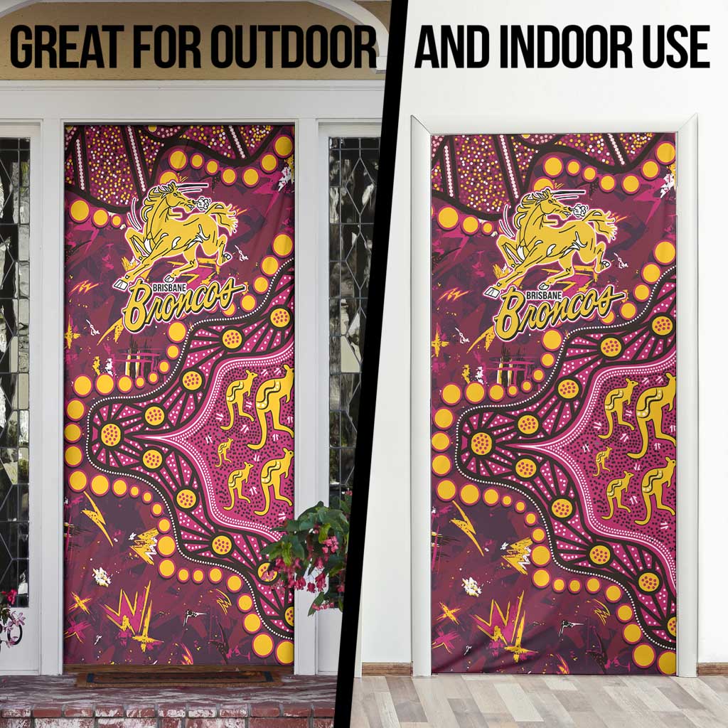 Brisbane Broncos Door Cover Aboriginal Pattern with Graffiti Style Design