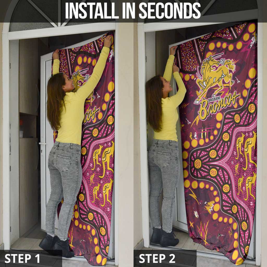 Brisbane Broncos Door Cover Aboriginal Pattern with Graffiti Style Design