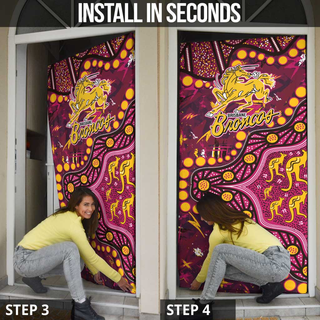 Brisbane Broncos Door Cover Aboriginal Pattern with Graffiti Style Design