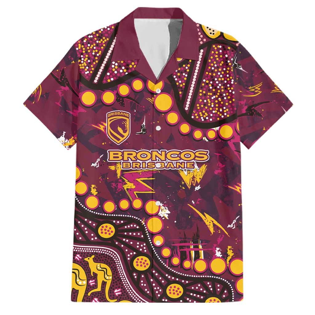 Brisbane Broncos Family Matching Long Sleeve Bodycon Dress and Hawaiian Shirt Aboriginal Pattern with Graffiti Style Design